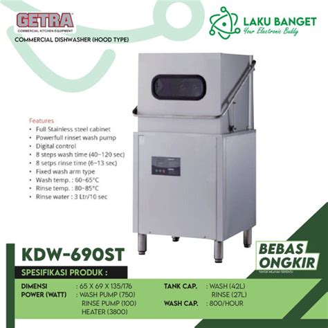 Jual GETRA Commercial Dishwasher Hood Type KDW 690ST KDW 690ST