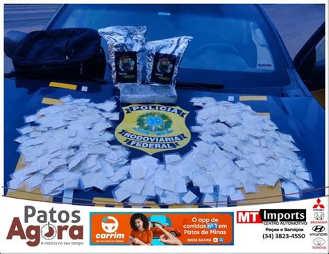 PRF de Patos de Minas apreende mais de 700 papelotes de cocaína