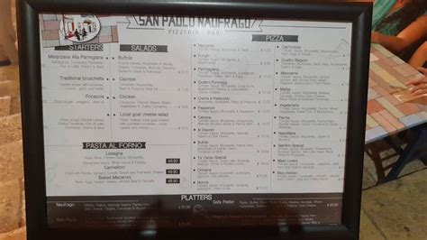 Menu At San Paolo Naufrago Restaurant Valletta 11