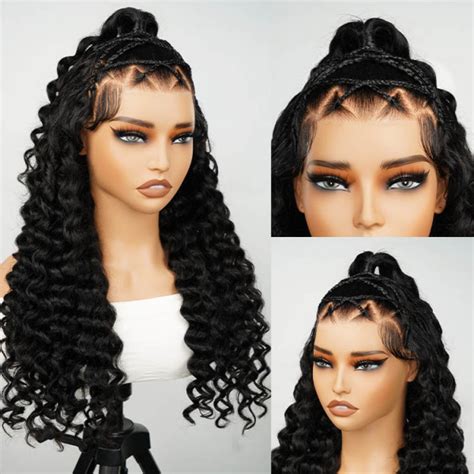 Ready To Wear Deep Wave 68 Glueless Braided Wigs Yolissa Hair