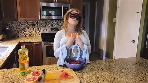 Crushing Food And Rubbing It Onto My Big Milf S Tits Amateur Porn Feat Mistress Thursday