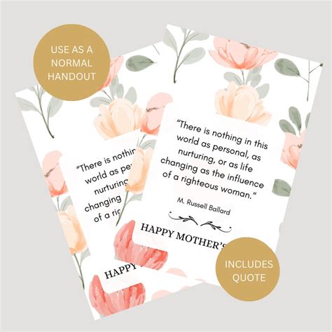 Lds Mothers Day Printable Mothers Day Ministering Card Mothers Day