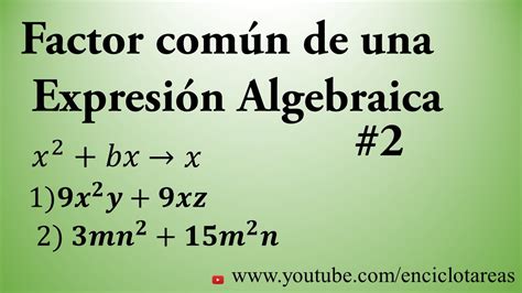 Factor N De Una Expresi N Algebraica No Youtube