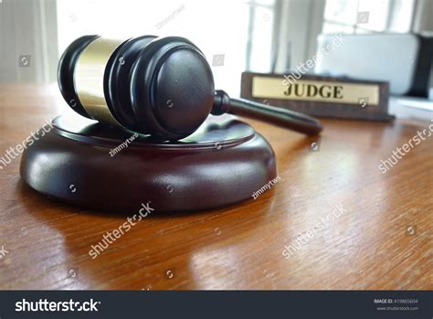 Court Gavel On Desk Judge Nameplate Stock Photo Shutterstock