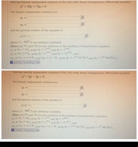 Solved Find Two Linearly Independent Solutions Of The Chegg