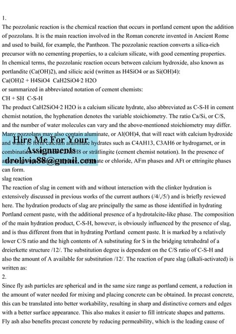 1.The pozzolanic reaction is the chemical reaction that occurs in .pdf