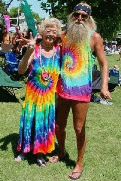 Old Hippie Couple Hippie Style People Having Fun Hippie Love