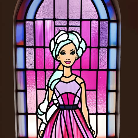 Arched Classic Stained Glass Window Barbie Themed · Creative Fabrica