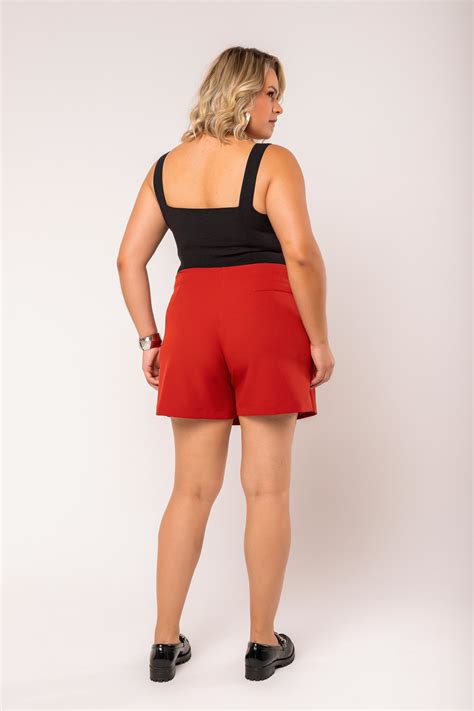 Shorts Saia Crepe Telha Rery Roupa Feminina Plus Size