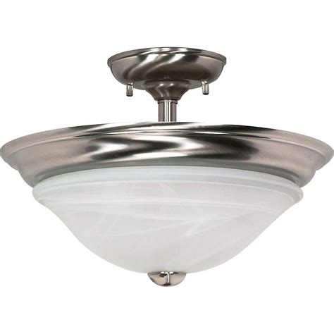 Glomar 2 Light Brushed Nickel Incandescent Ceiling Semi Flush Mount