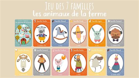 Jeu des 7 familles à imprimer les animaux de la ferme