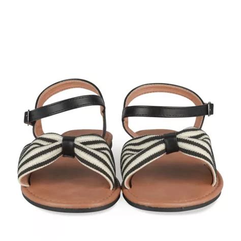 Sandals Black Woman Pattern Stripes Buckle Philov