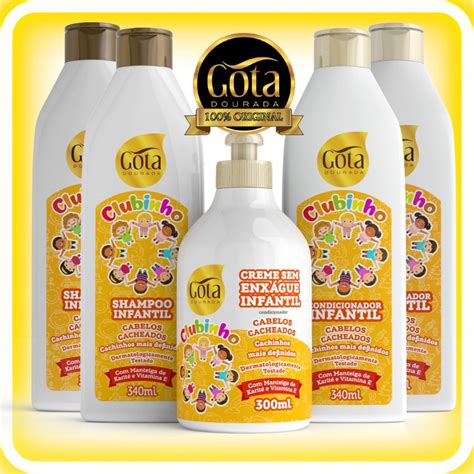 Gota Dourada Clubinho Kit Infantil Cabelos Cacheados 2 Shampoos 2