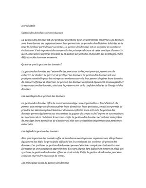 Data Management Study Notes Introduction La Gestion Des Donn Es La