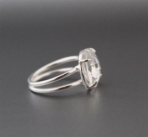 Clear Crystal Quartz Ring Natural Stone Ring Boho Handmade Etsy