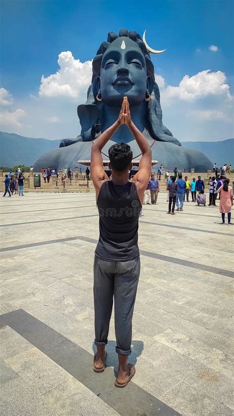 Coimbatore India March Adiyogi Shiva Statue People Are