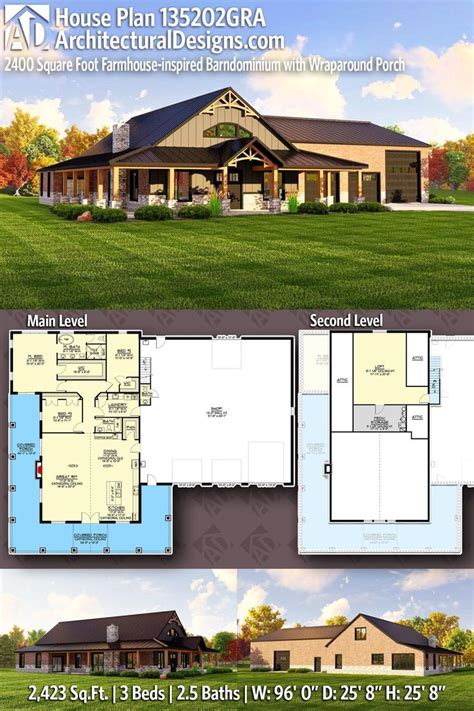 Plan Gra Square Foot Farmhouse Inspired Barndominium With