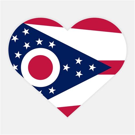 Ilustración plana de la bandera del estado de ohio en forma de corazón