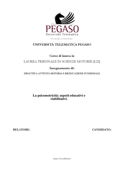 Tesi Completa Scienze Motorie Pegaso La Psicomotricit Aspetti