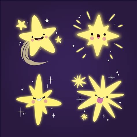 Colección de estrellas brillantes dibujadas a mano Vector Gratis