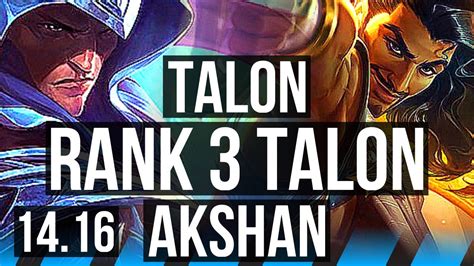 Talon Vs Akshan Mid Rank 3 Talon 9 1 9 Dominating Euw