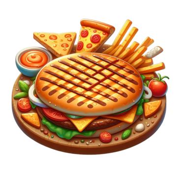 Pizza Set Of Fast Foods On White Background Pizza Fast Foods Foods