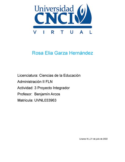 Administraci N Ii Fln C Pryecto Integrador Rosa Elia Garza Hern Ndez