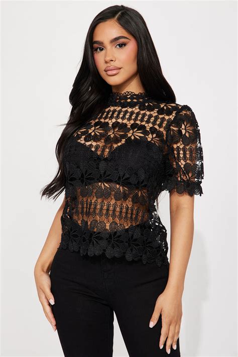 Off To The Resort Lace Top Black Fashion Nova Shirts And Blouses Fashion Nova