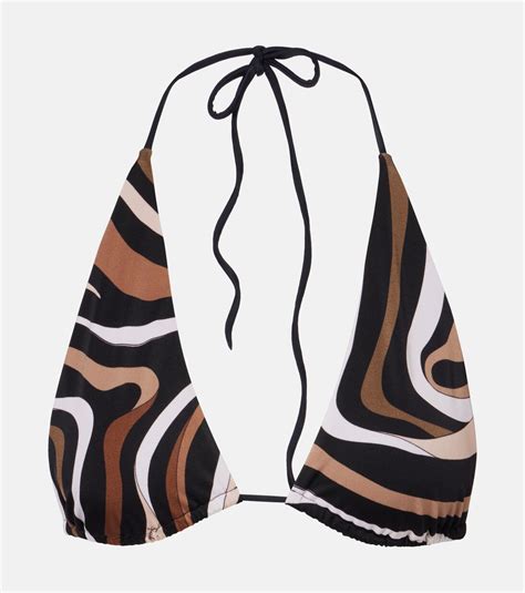 Marmo Triangle Bikini Top In Brown Pucci Mytheresa