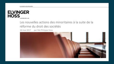 Les nouvelles actions des minoritaires à la suite de la réforme du