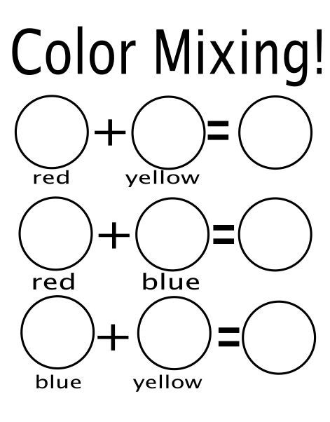 Color Mixing Worksheet With The Words Red Yellow And Blue In Black Ink