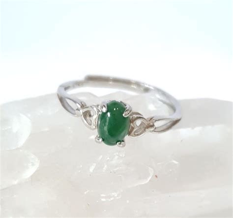 Grade A Green Jadeite Adjustable Ring Women S Fashion Jewelry