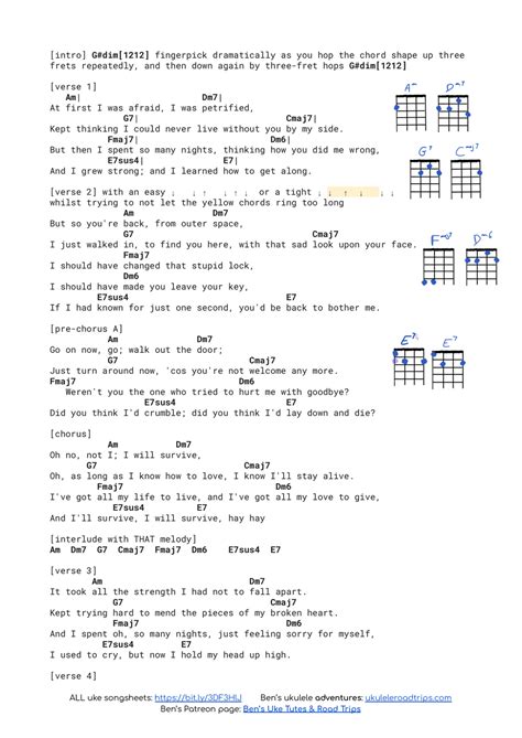 I Will Survive By Gloria Gaynor With Chords Strum And Tutorial — Ukulele Road Trips