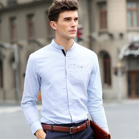 Moda Hombre A Rayas Camisa Hombres Dress Slim Fit Corea Del Mens Casual Camisas De Manga Larga