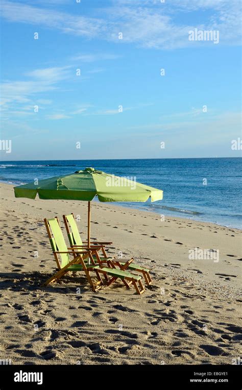 Beach Umbrella And Chairs Stock Photo Alamy