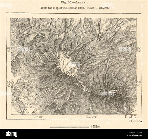 Mount Ararat Great Ararat And Little Ararat Turkey Sketch Map 1885 Old