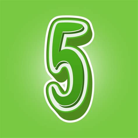 Premium Vector | A green number 5 with a green background.