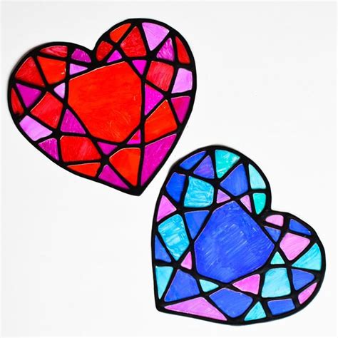 Stained Glass Heart Suncatcher Glass Heart Valentine Art Projects