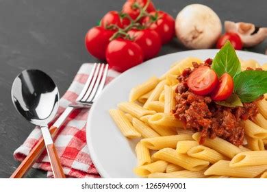 Pasta Meat Tomato Sauce Vegetables On Stock Photo 1265949001 | Shutterstock