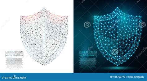 Polygonal Security Shield Abstract Image Low Poly Stock Vector