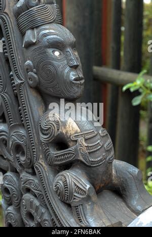 Wood Carving Of A Maori Artist Students At The Arts And Craft