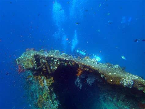 Shipwreck USS Liberty With Many Diver Bubbles Bali Indonesia Asia