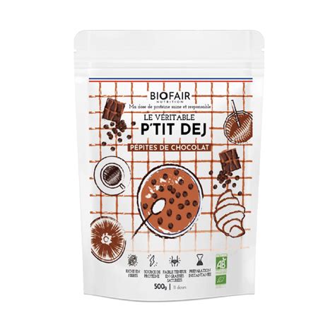 Petit déjeuner bio Pépites de chocolat et protéine lait 500g