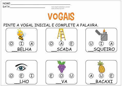 Atividades As Vogais Educa O Infantil Mestre Do Saber Loja