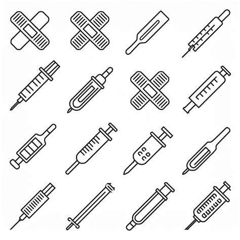 Colección De Iconos Médicos De Estilo De Contorno Vector Premium Generado Con Ia