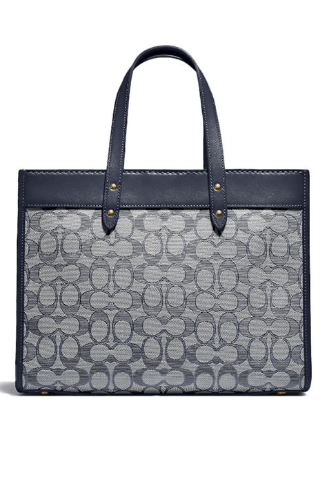 Coach C3282 Field Tote 30 In Signature Jacquard Midnight Navy