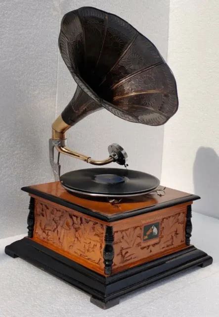 FONOGRAFO GRAMMOFONO HMV Funzionante Audio Antico Giradischi Vintage