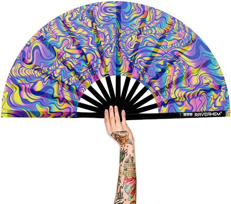 Amazon Raveahem Uv Glow Rave Fan Bamboo Folding Clack Hand Fan