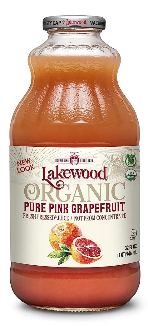 Lakewood Organic Pure Pink Grapefruit Juice 32 Ounce