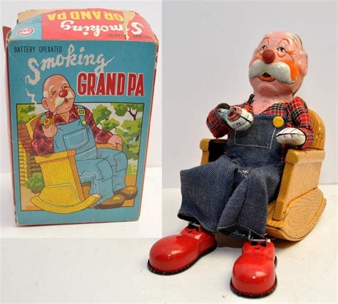 Marusan Smoking Grandpa Battery Op Toy From 60s Ebay Battery Operated Toys Tin Toys Neato